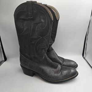 Vintage 90s Acme Mens Size 8.5 EW Python Snakeskin Leather Cowboy Boots Black Vintage Acme Snakeskin Leather Cowboy Boots Men main image 3